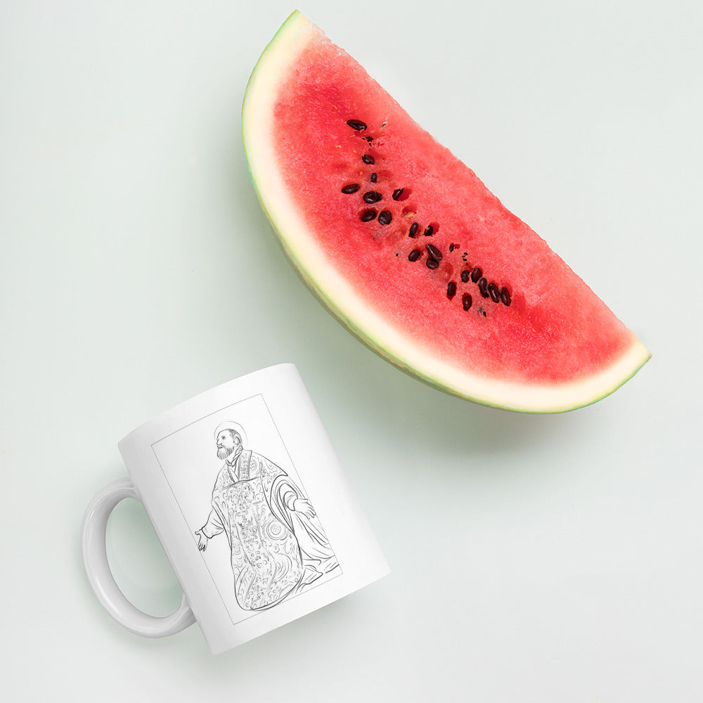White Coffee Ceramic Mug | St Philip Mug | Oratorian Wisdom